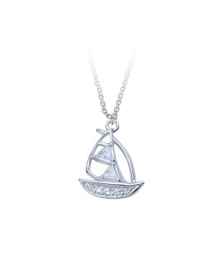 Sailboat Shaped Silver Necklace SPE-5366